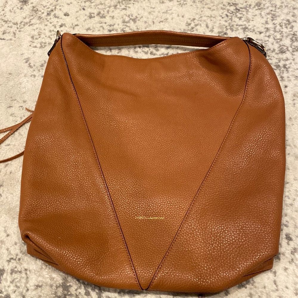 Rebecca Minkoff Moto Hobo in Almond Pebbled Leather. GUC